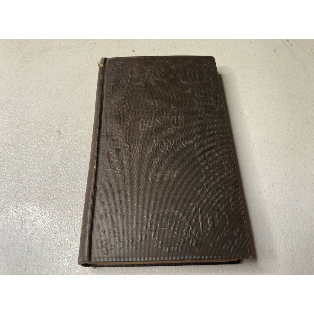 Antique The Boston Almanac for 1857 Embossed Hardcover Gold Gilt Spine with Map